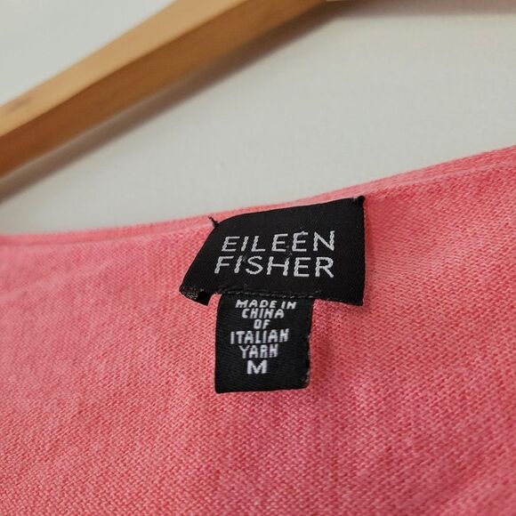 Eileen Fisher Linen Blend Pink V-Neck Women's Sweater Long Sleeve - Picture 2 of 6